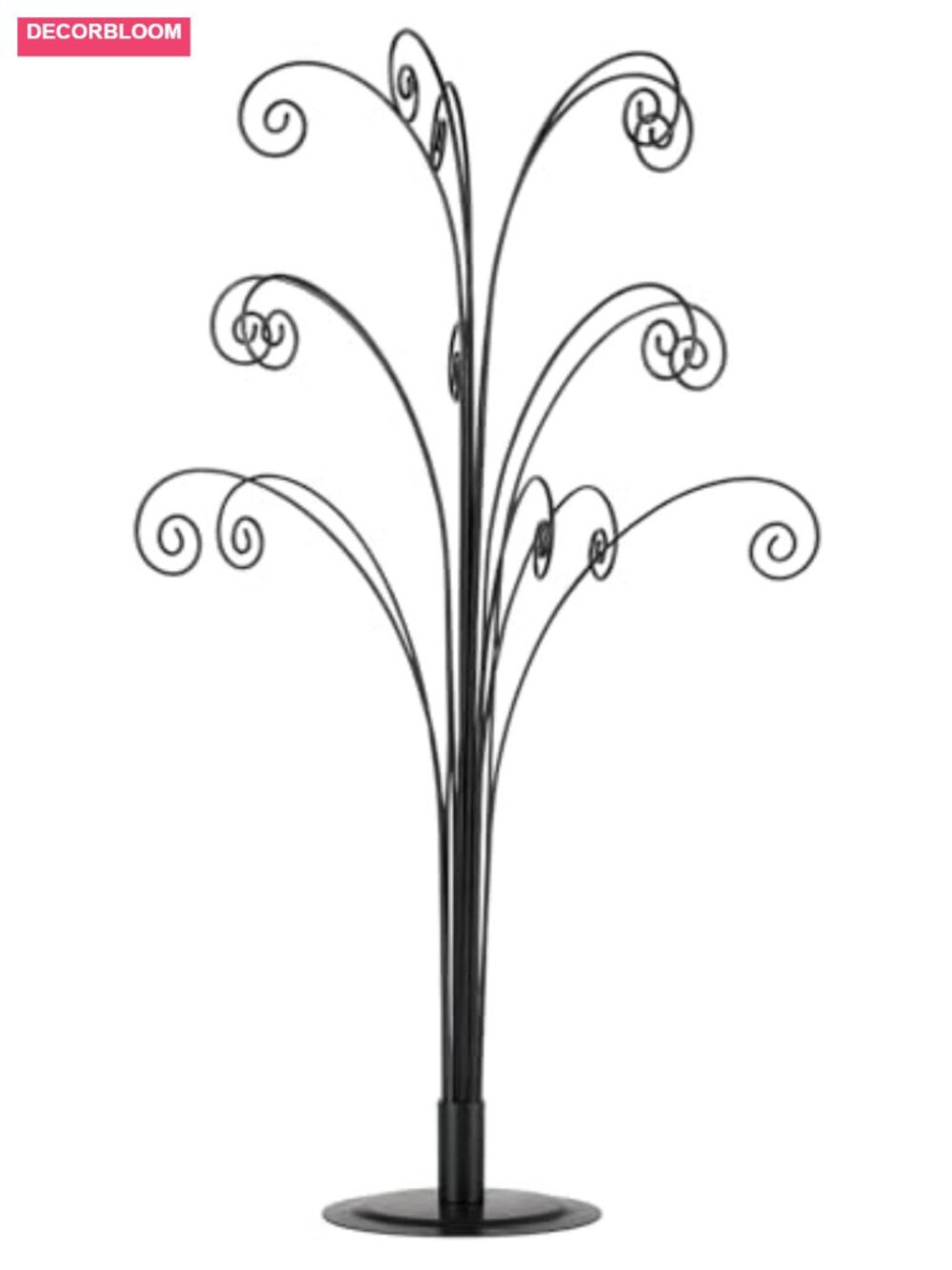 20 Inch Tall Ornament Display Tree Black Plated Holds 15 Ornaments